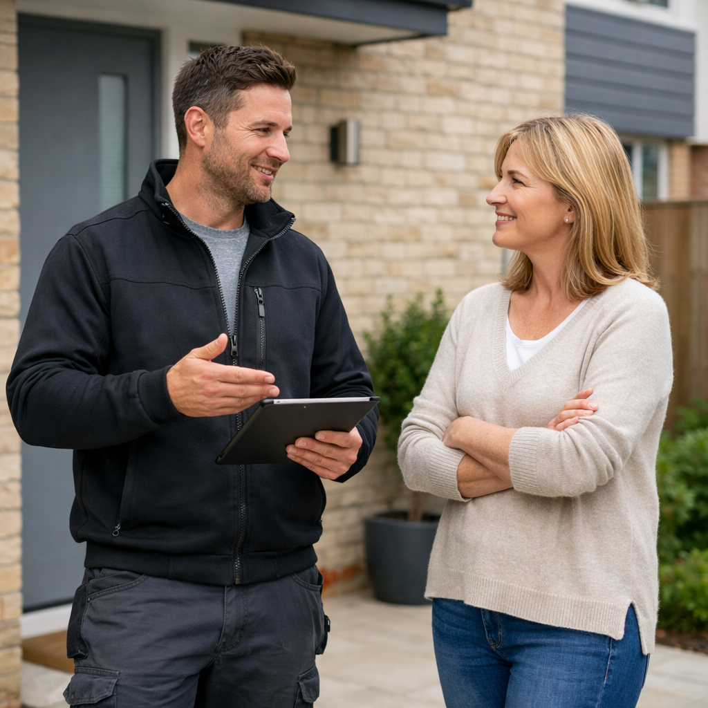 Trustworthy builder explaining a job to a Thanet homeowner