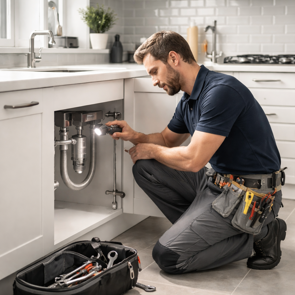 Plumber checking the kitchen pipes in Thanet